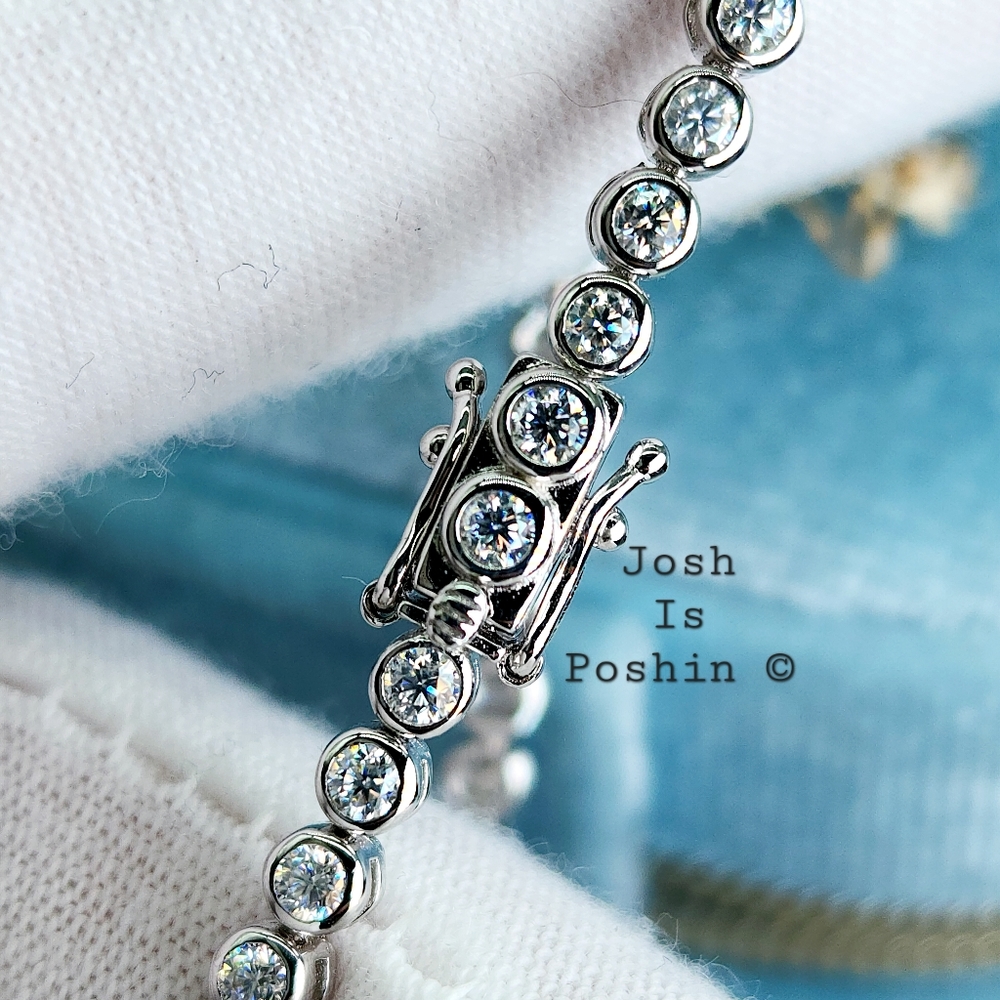 2MM Moissanite bezel set tennis bracelet in sterling silver